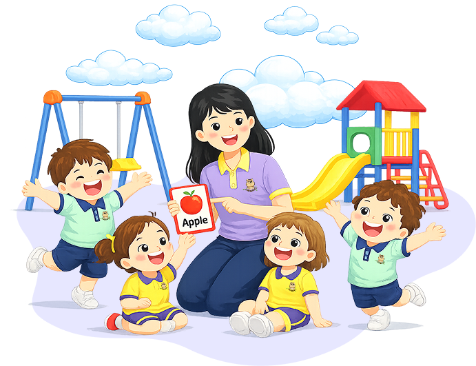 Teacher and children at Happynest